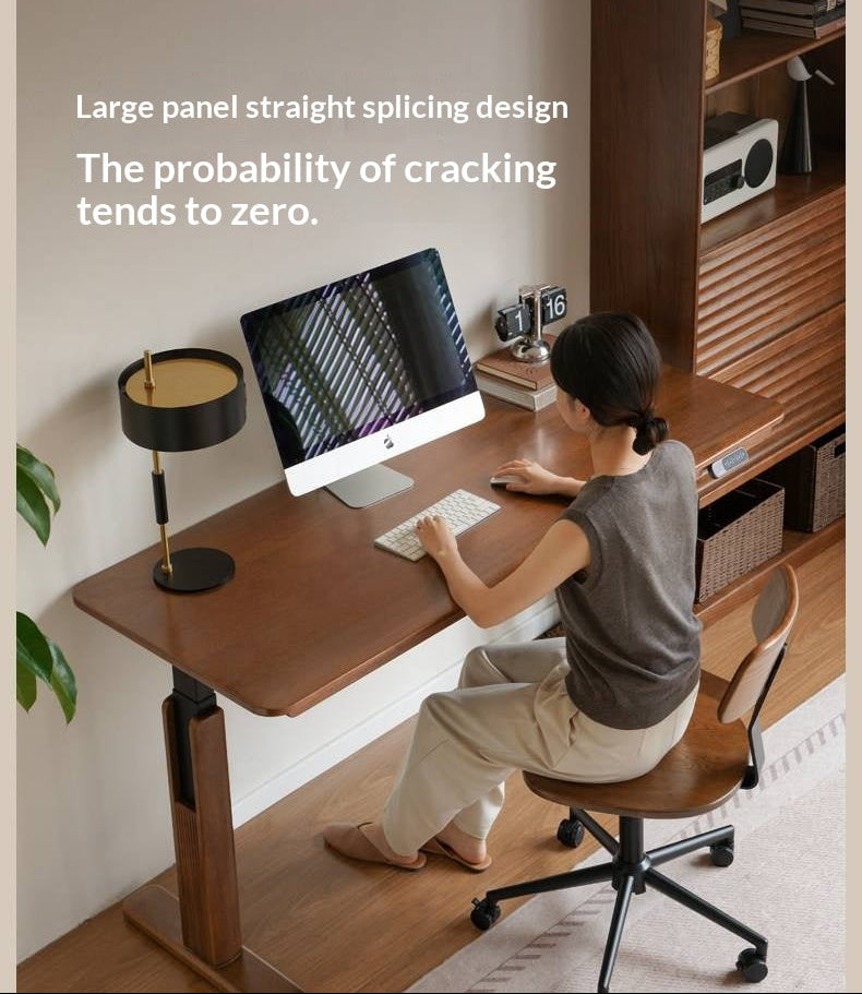 Solid Longan Hardwood Electric Lift Standing Desk with Adjustable Height