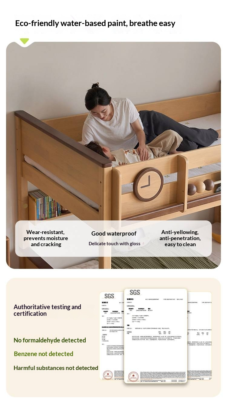 Rubberwood Solid Wood Children's Bunk Bed