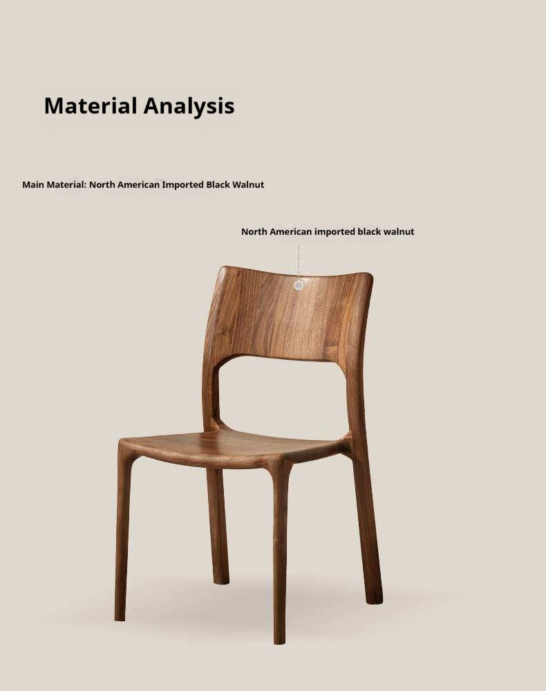 4 pcs Black Walnut Solid Wood Dining Chair with Sculpted Backrest Design