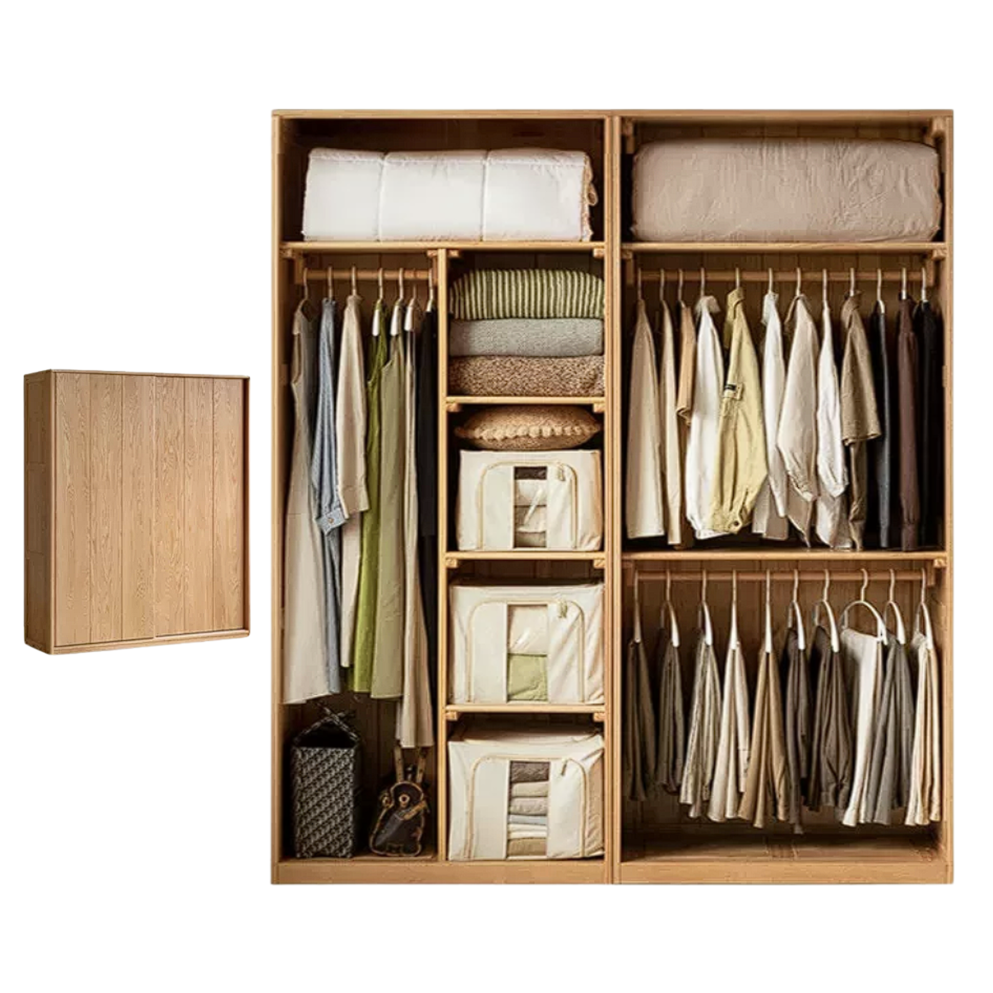 Oak Solid Wood Sliding Door Wardrobe