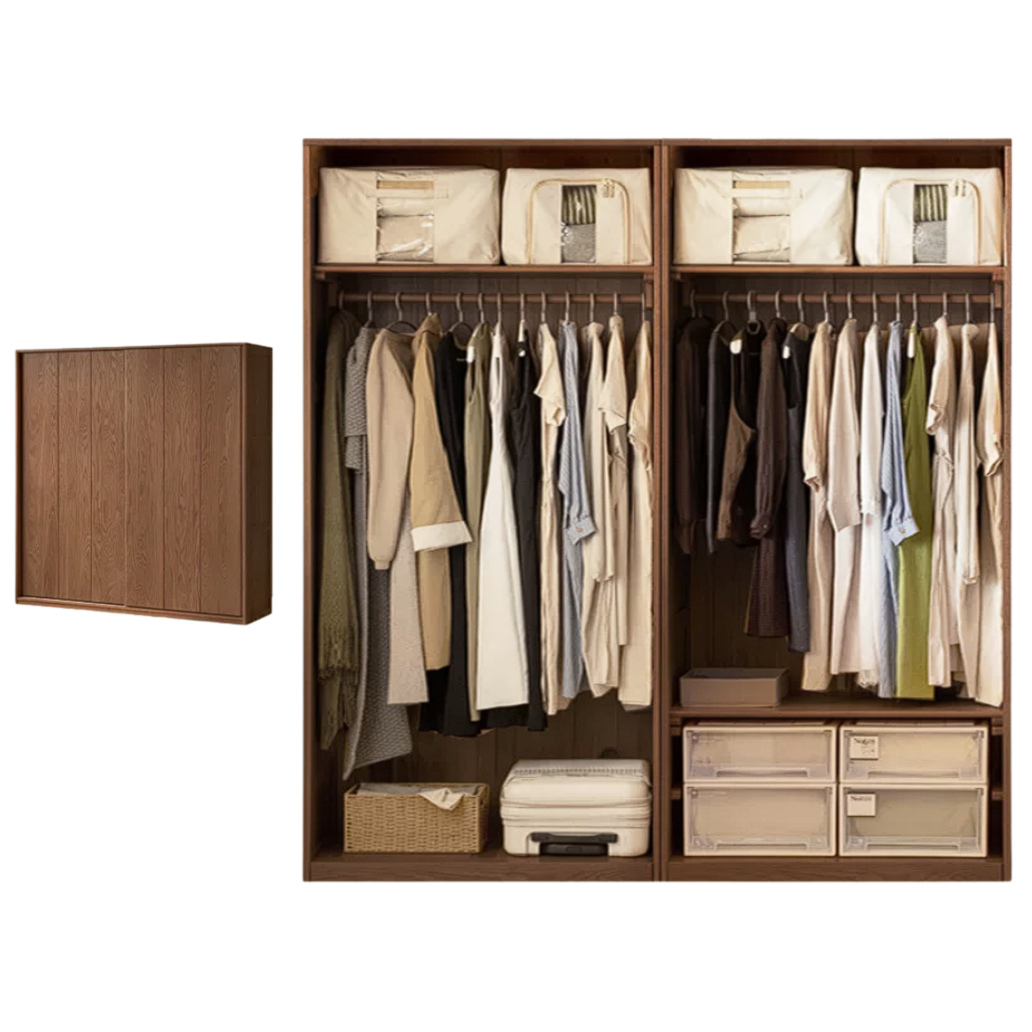 Oak Solid Wood Sliding Door Wardrobe.