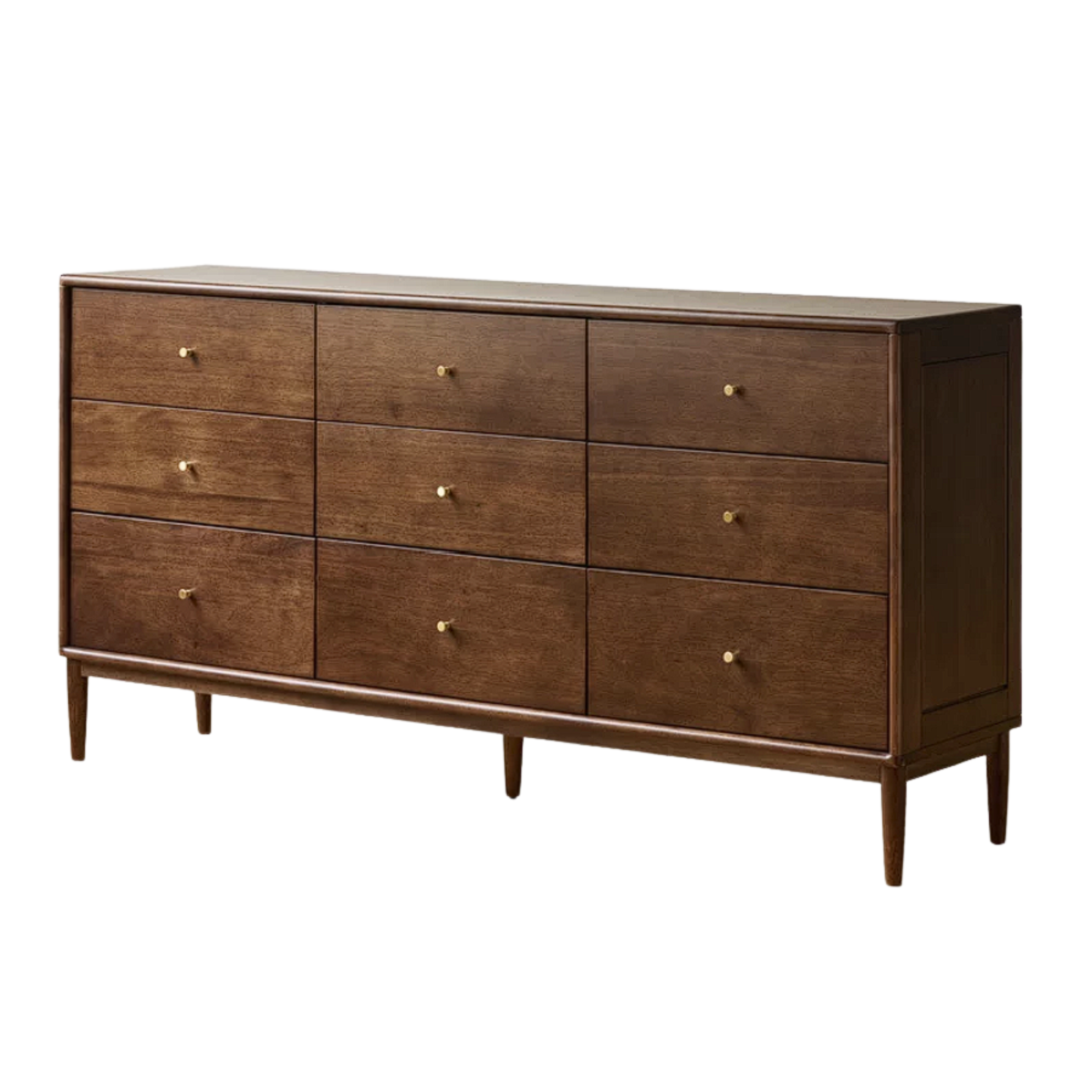 Oak, Solid Rubberwood, Golden Pearwood Modern Minimalist Chest of Drawers