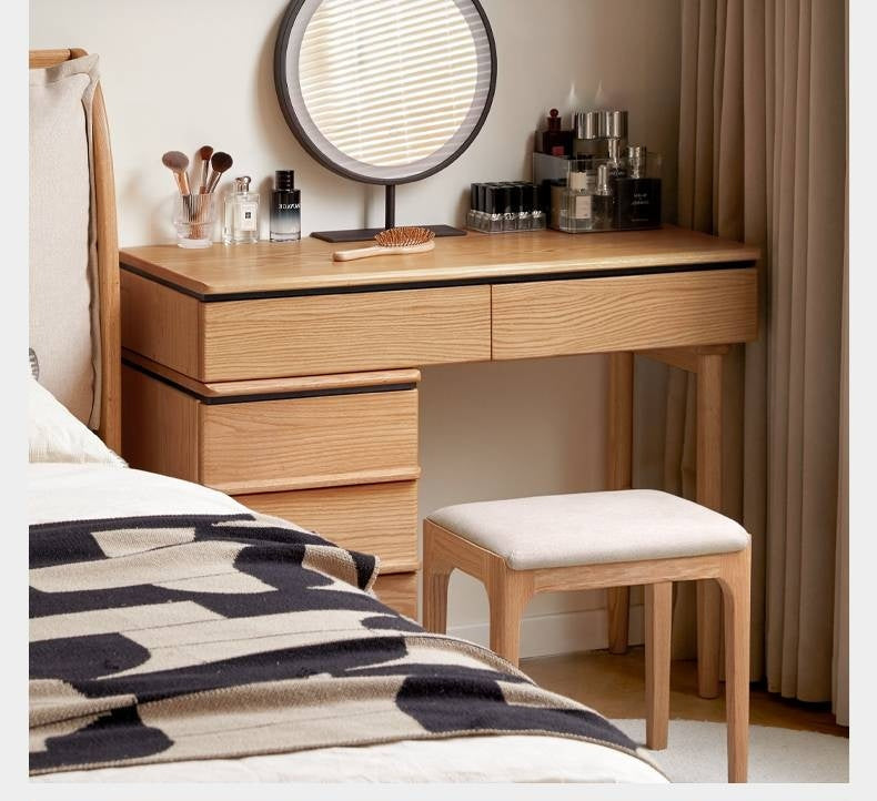 Oak Solid Wood Modern Retractable Vanity Table.
