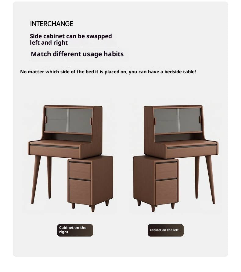 Black Walnut, Sandalwood Solid Wood Light Luxury Multifunctional Dressing Table