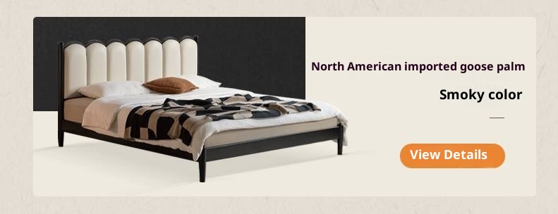 Poplar Solid Wood Bed, French Retro Style Piano Key Bed