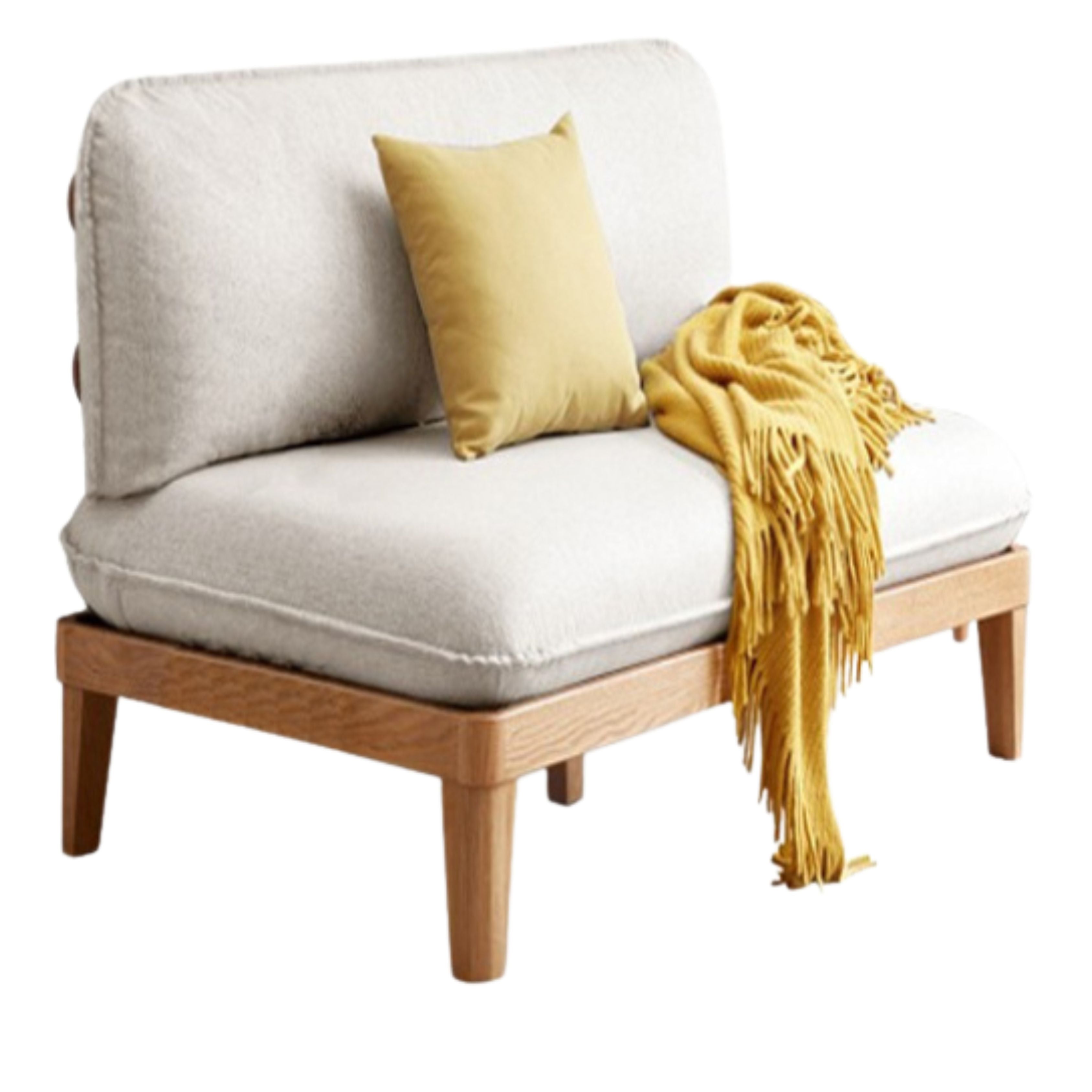 Oak Solid wood Armless Straight Fabric Sofa.