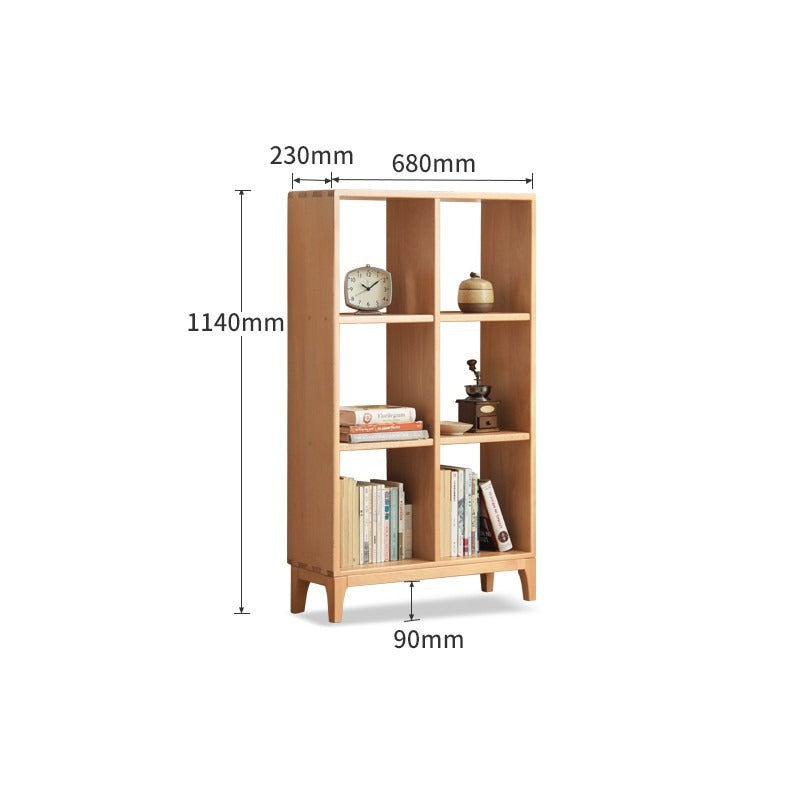 Beech Solid Wood Bookshelf, Nordic Display Rack