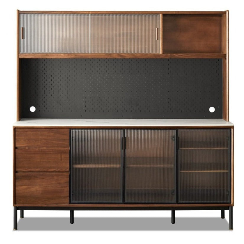 Black Walnut Solid Wood, Sandalwood Rock Sideboard Buffet Cabinet