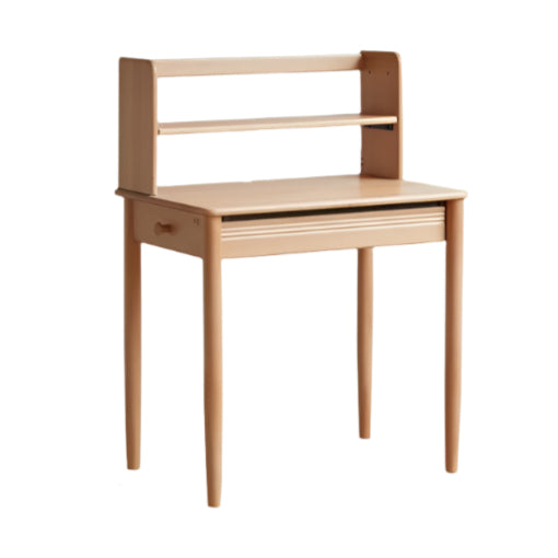 Beech Solid Wood Modern Narrow Desk Bookshelf Integrated.