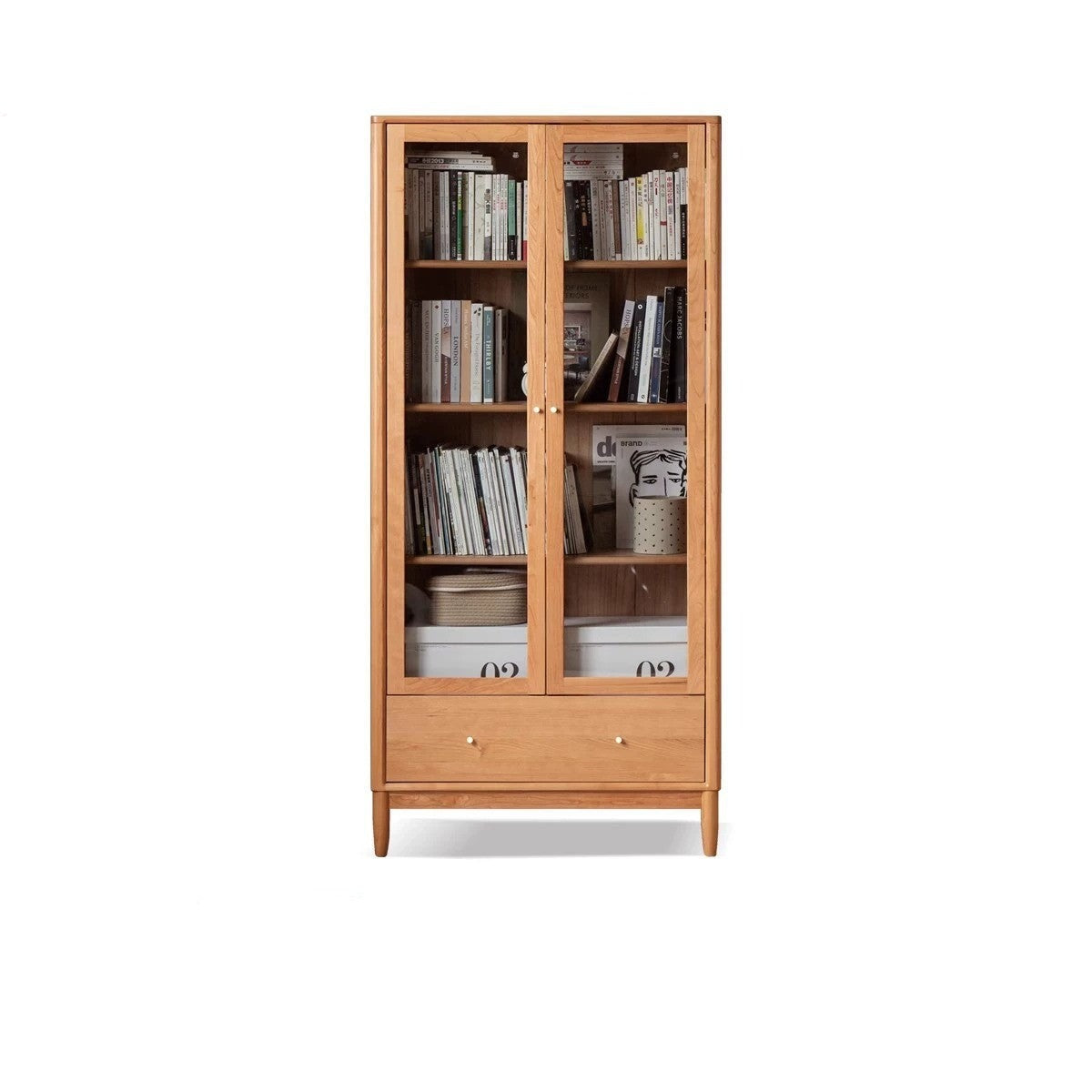 Cherry Solid Wood Freely Combinable Bookshelf with Retro Style Finish