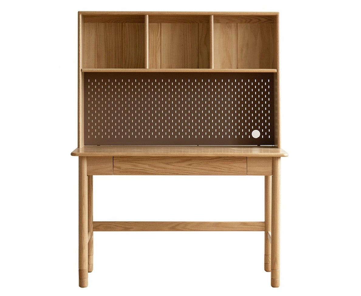 Oak Solid Wood Kids Lifting Study Desk Bookshelf