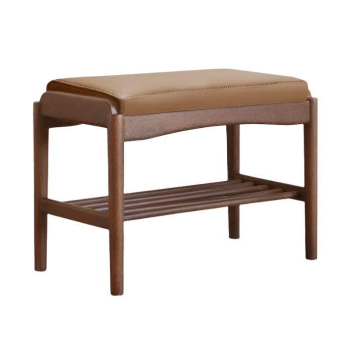 Black Walnut Solid Wood Genuine leather, Fabrics Shoe Changing Stool