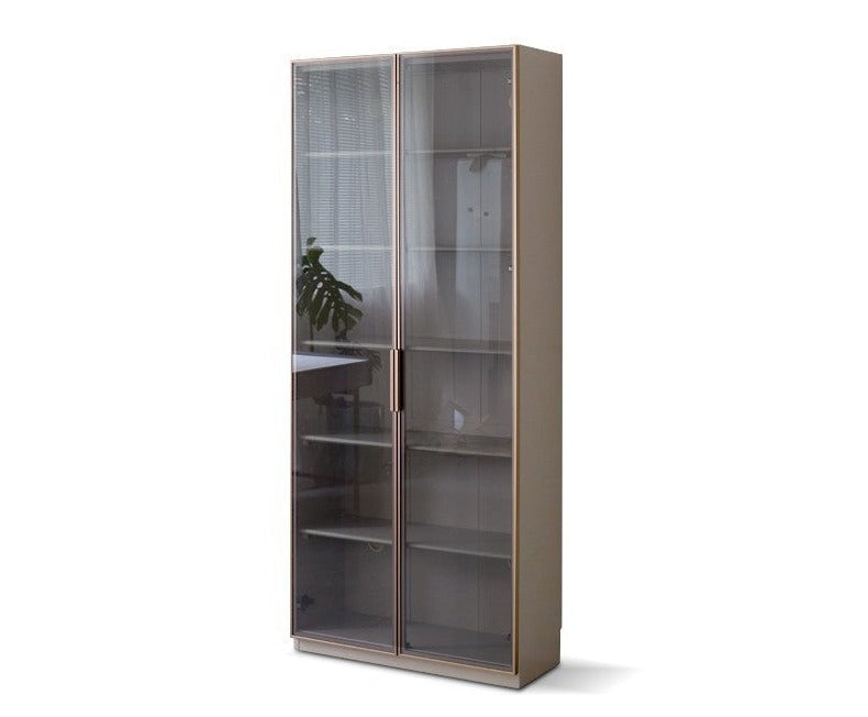Poplar Solid Wood Combination Bookcase, Glass Door Cabinet