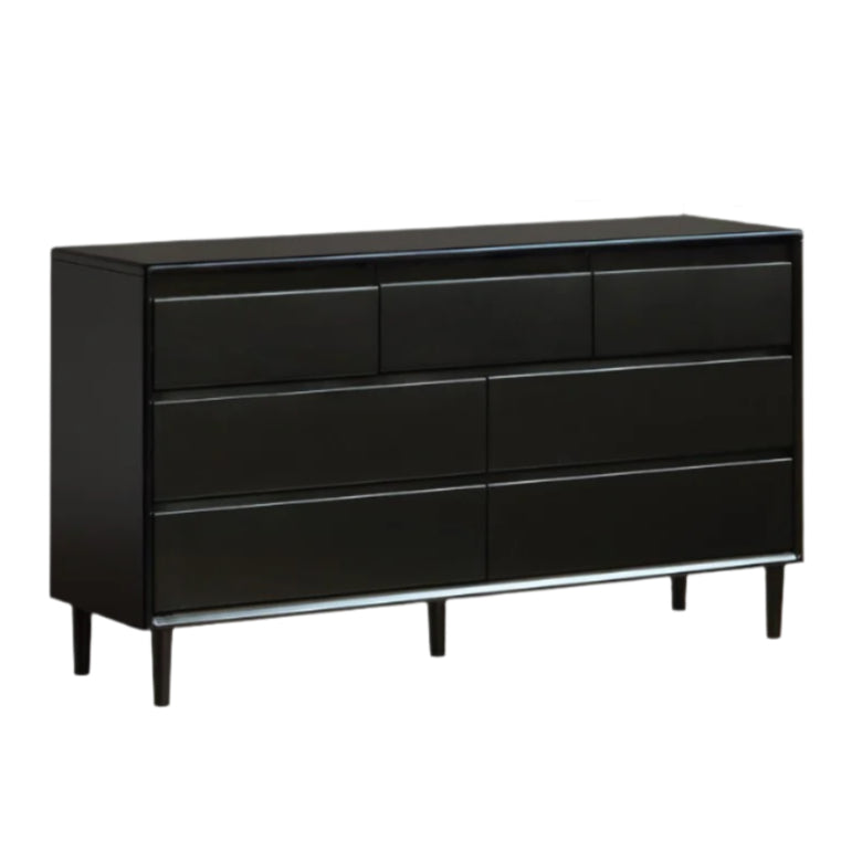 Rubber Solid Wood Modern Black Drawer Cabinet