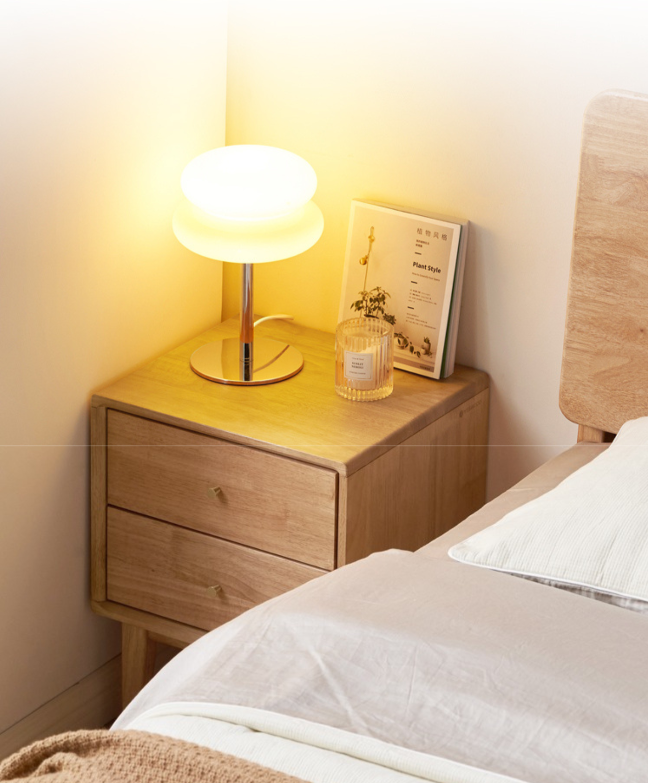 Ash, Oak Solid Wood, Solid RubberWood Nightstand)