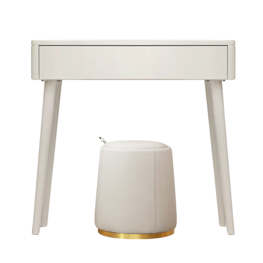 Solid RubberWood Telescopic Vanity Table + LED Makeup Mirror