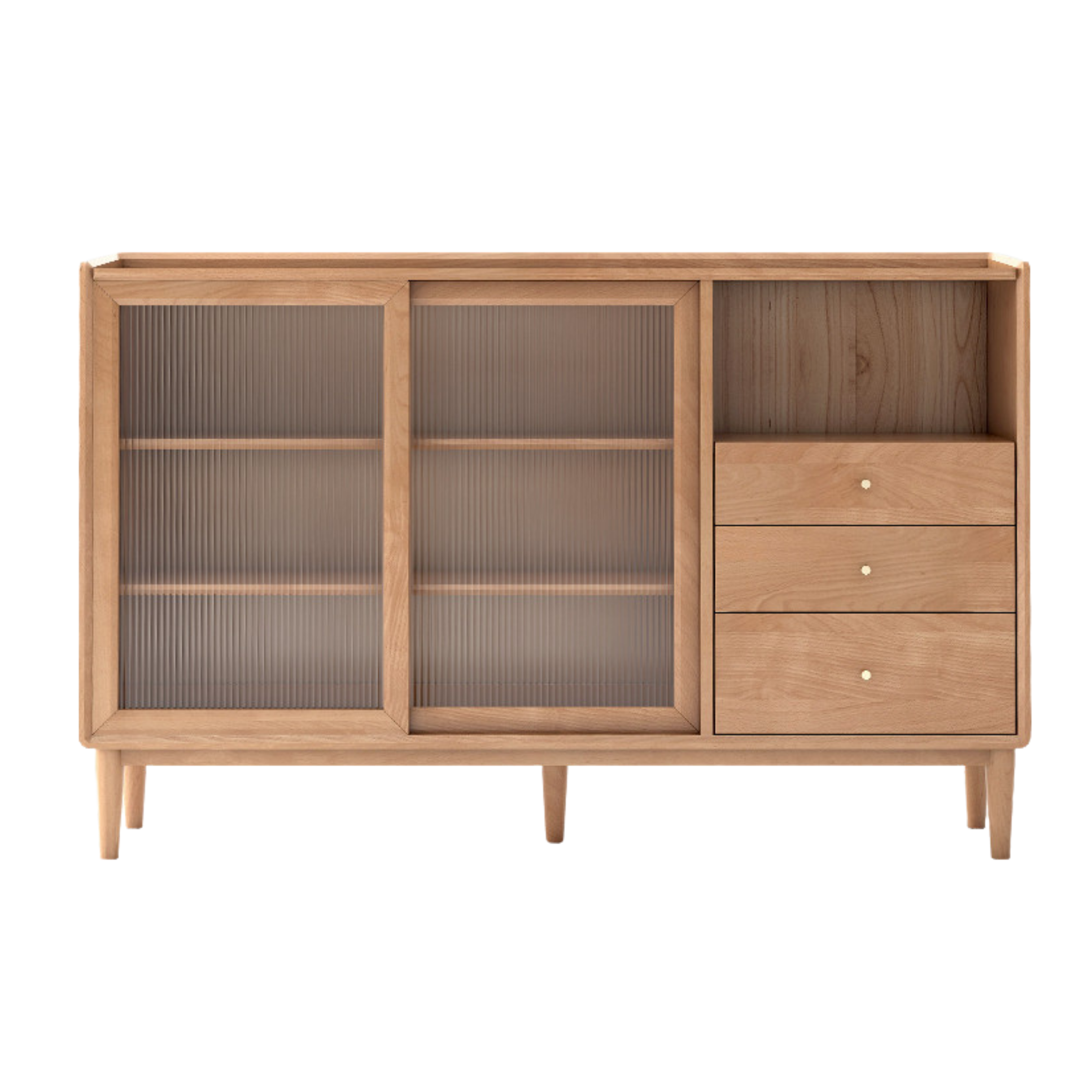 Oak, Ash, Black Walnut, Cherry, Beech Solid Wood, Solid RubberWood Ultra-thin Sideboard Sliding Door