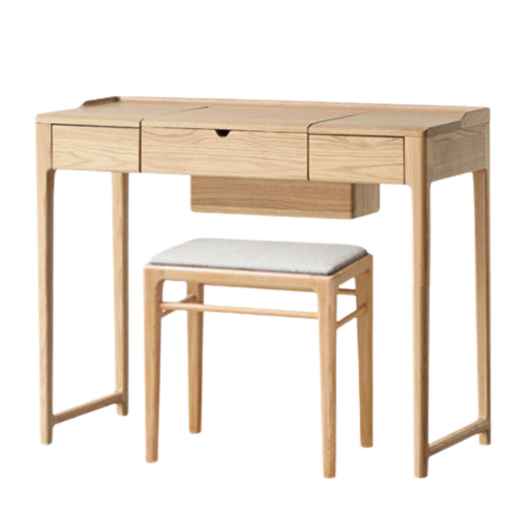 Ash Solid Wood Small Flip Vanity Table.