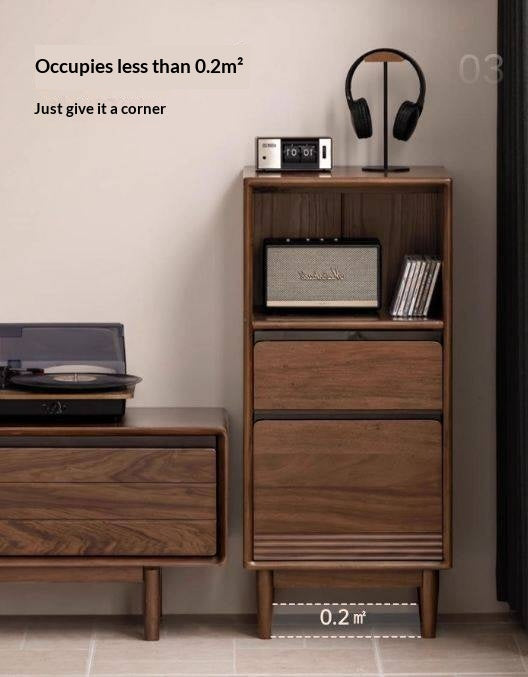 Red Zebrawood Solid Wood Modern Side Cabinet.