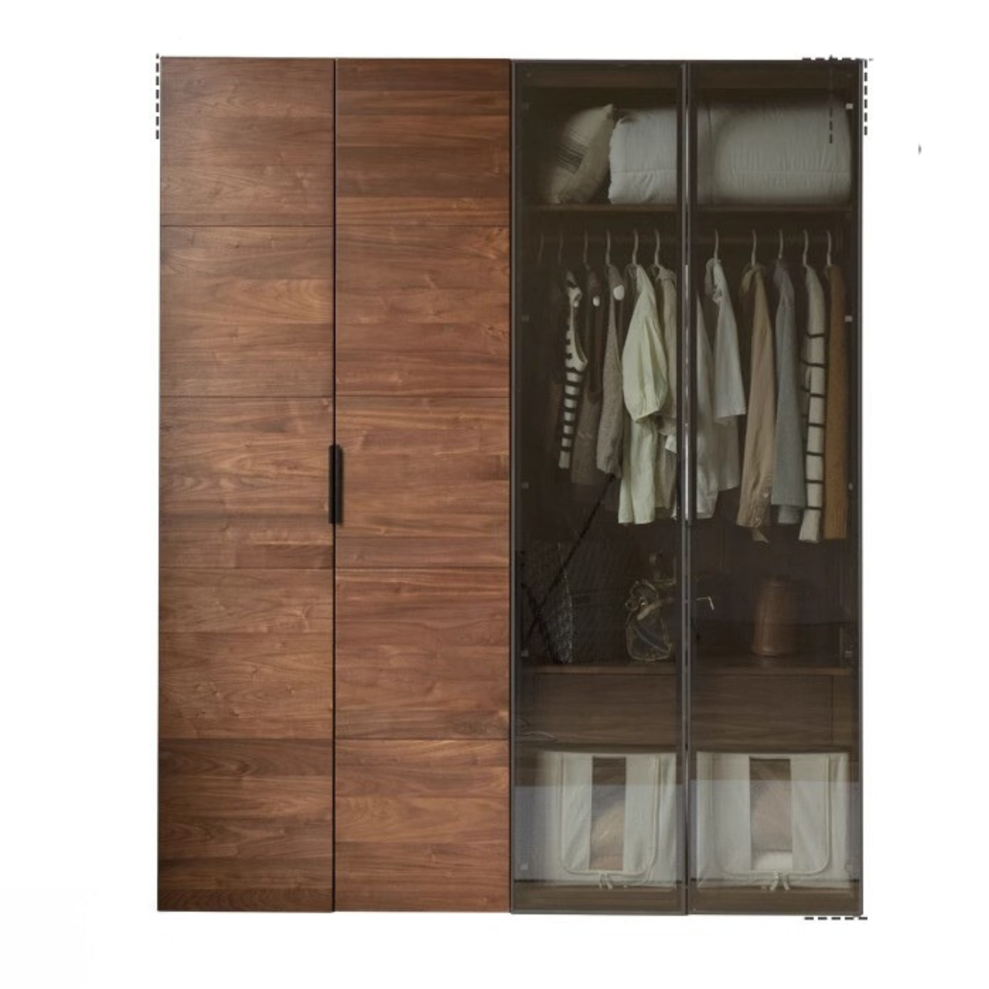 Black Walnut Solid Wood Wardrobe Combination.