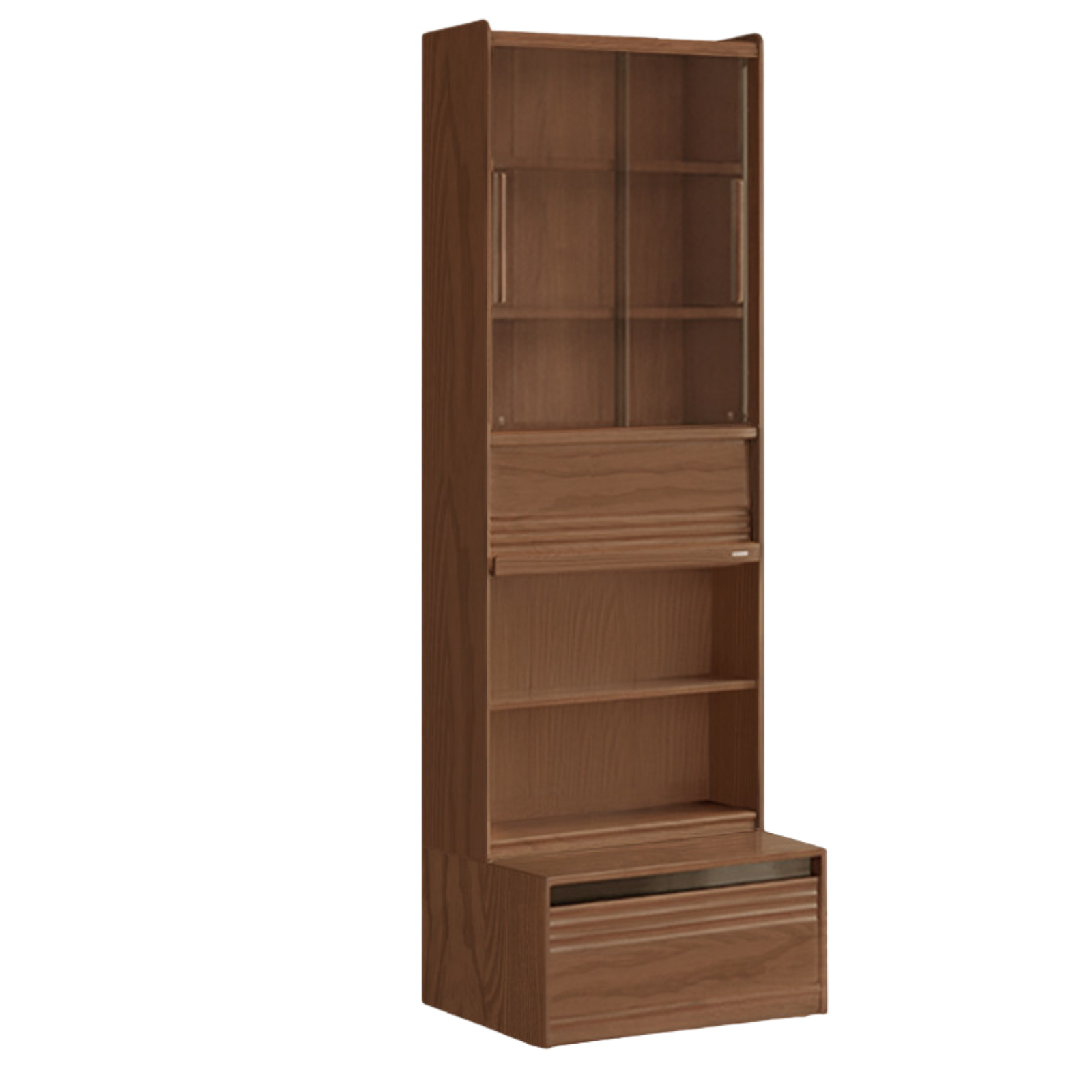 Black Walnut, Sandalwood, Oak, Ash Solid Wood Combination Bookcase with Floor Display and Luxury Storage