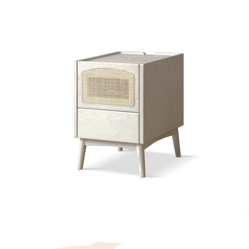 Ash Solid Wood Cream White nightstand"