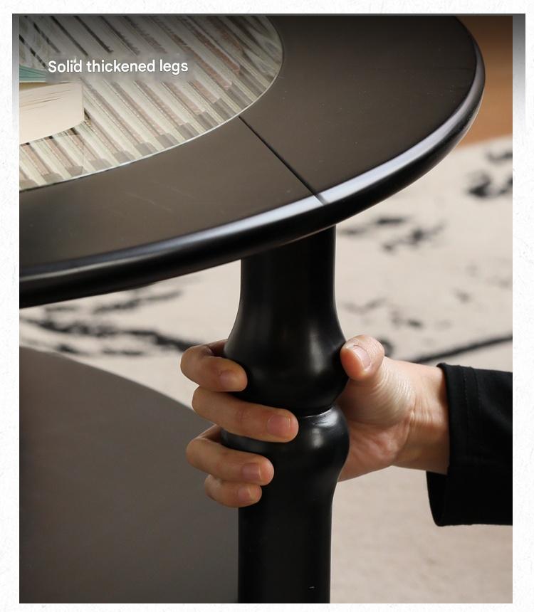 Rubber Solid Wood French Retro Glass Coffee Table.