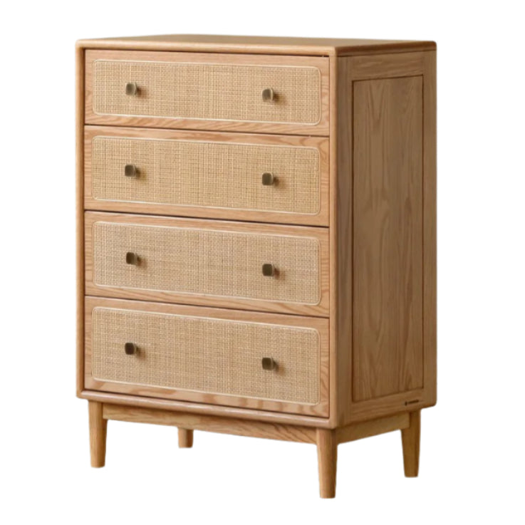 Oak, Black Walnut Solid Wood Cabinet Modern Rattan Storage Cabinet.