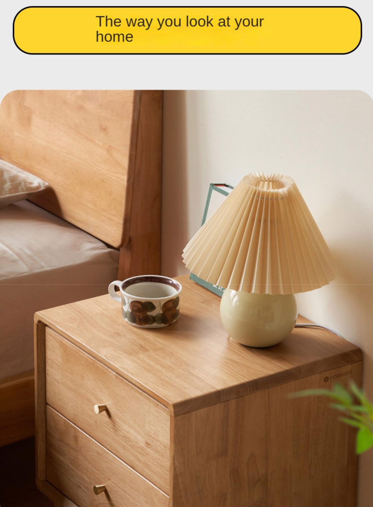 Ash, Oak Solid Wood, Solid RubberWood Nightstand)