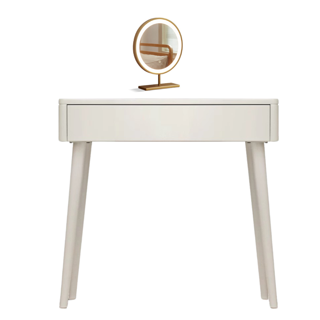 Solid RubberWood Telescopic Vanity Table + LED Makeup Mirror