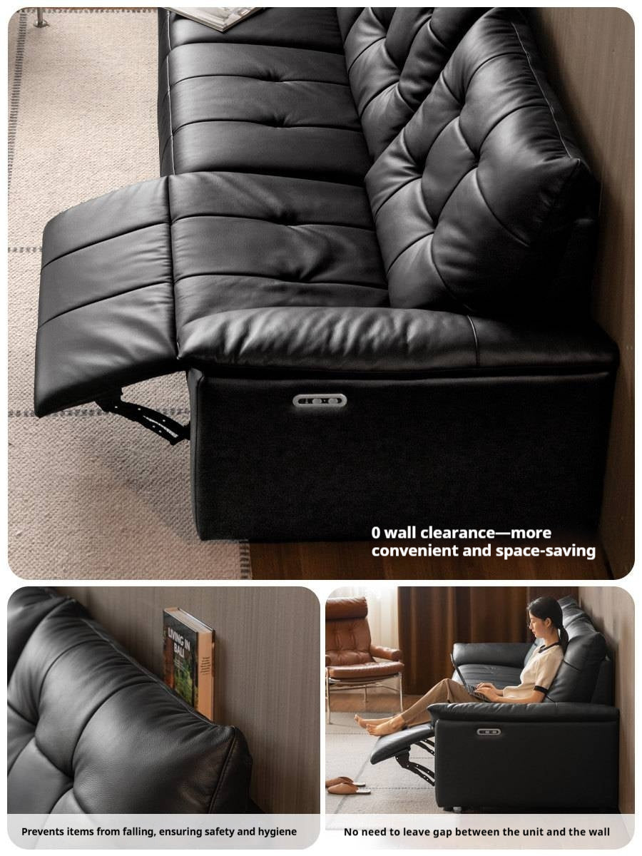 Genuine Leather Zero-Wall Recliner – Piano-Key Electric Sofa