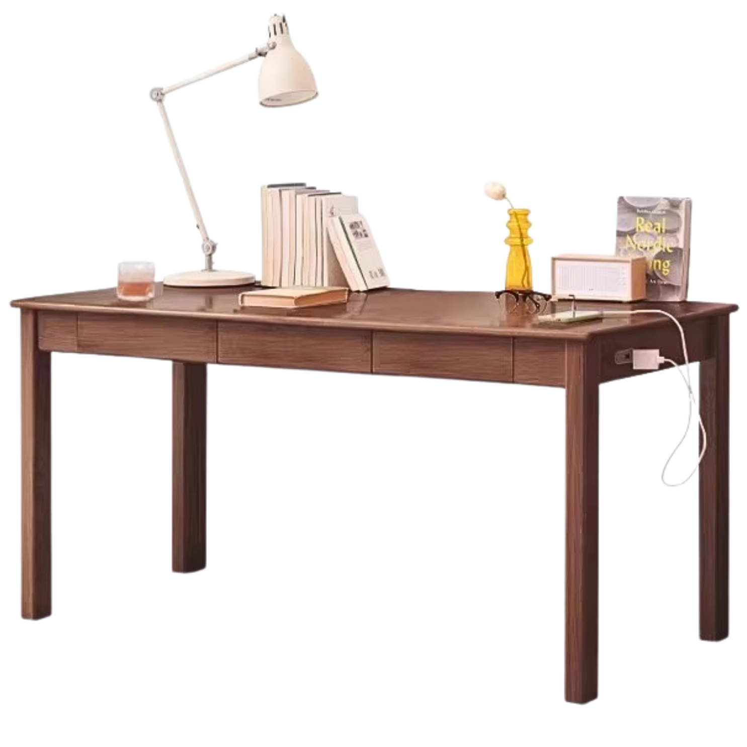 Oak, Ash Solid Wood USB Office Desk
