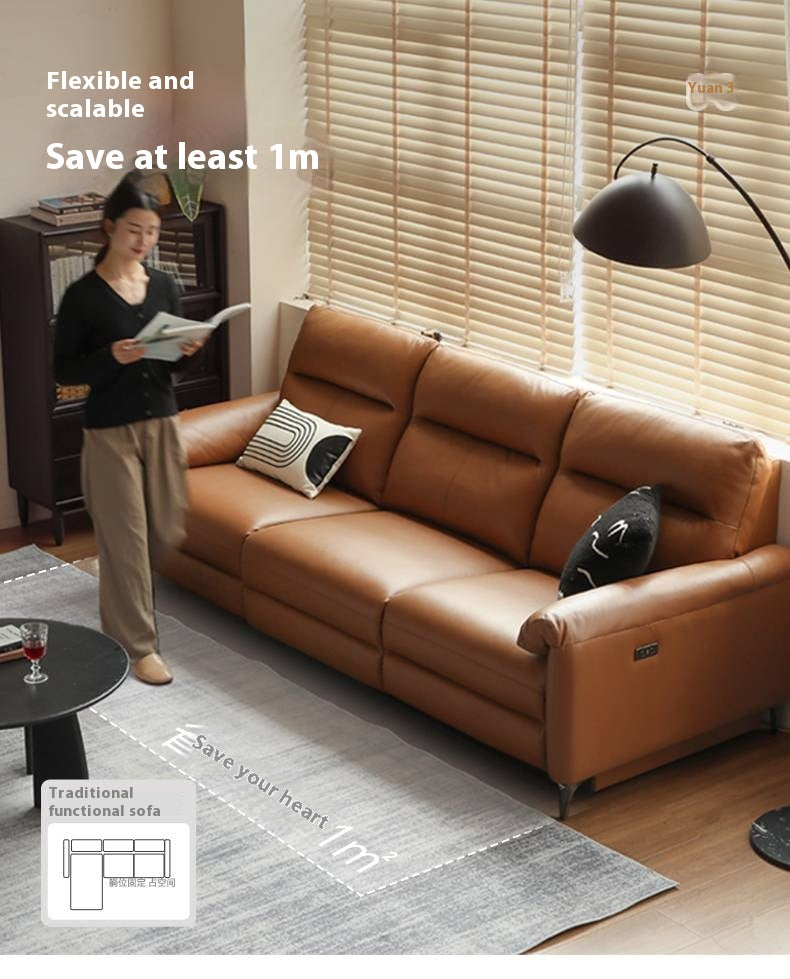 Leather Electric Zero Wall Sofa Italian Light Luxury.