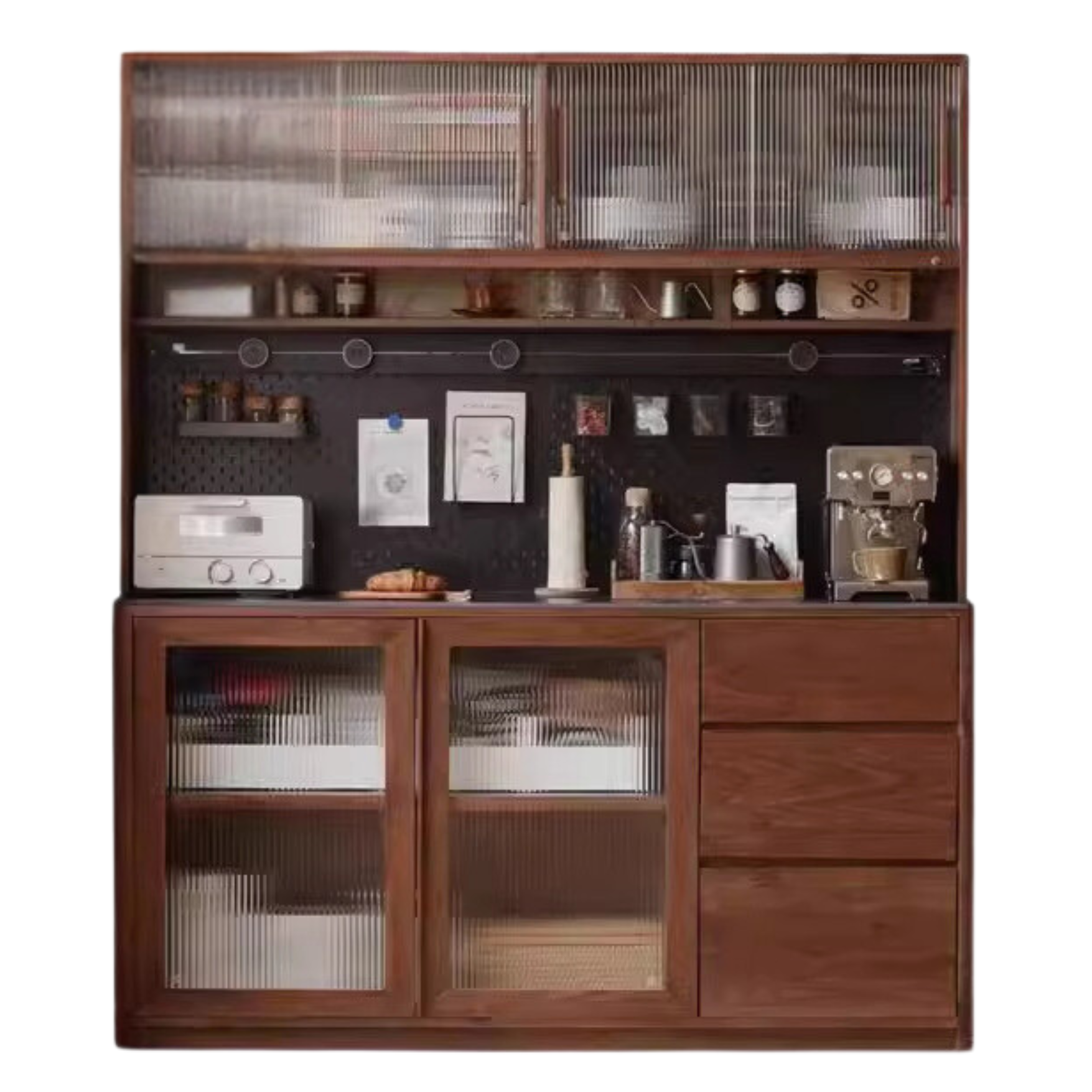 Black Walnut, Ash, Sandalwood Solid Wood Sideboard Hole Storage