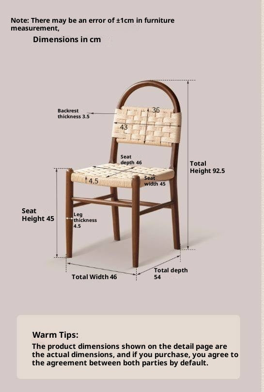 4pcs Solid RubberWood Dining Braided Chair Retro Vintage Style