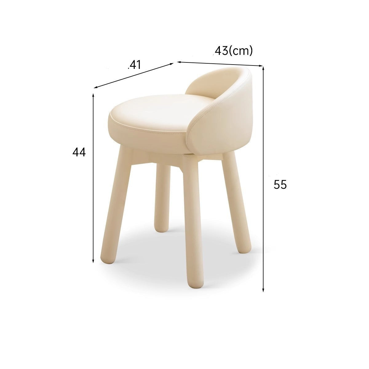 Makeup Stool 360° Free Rrotation Cream Style Birch Solid Wood