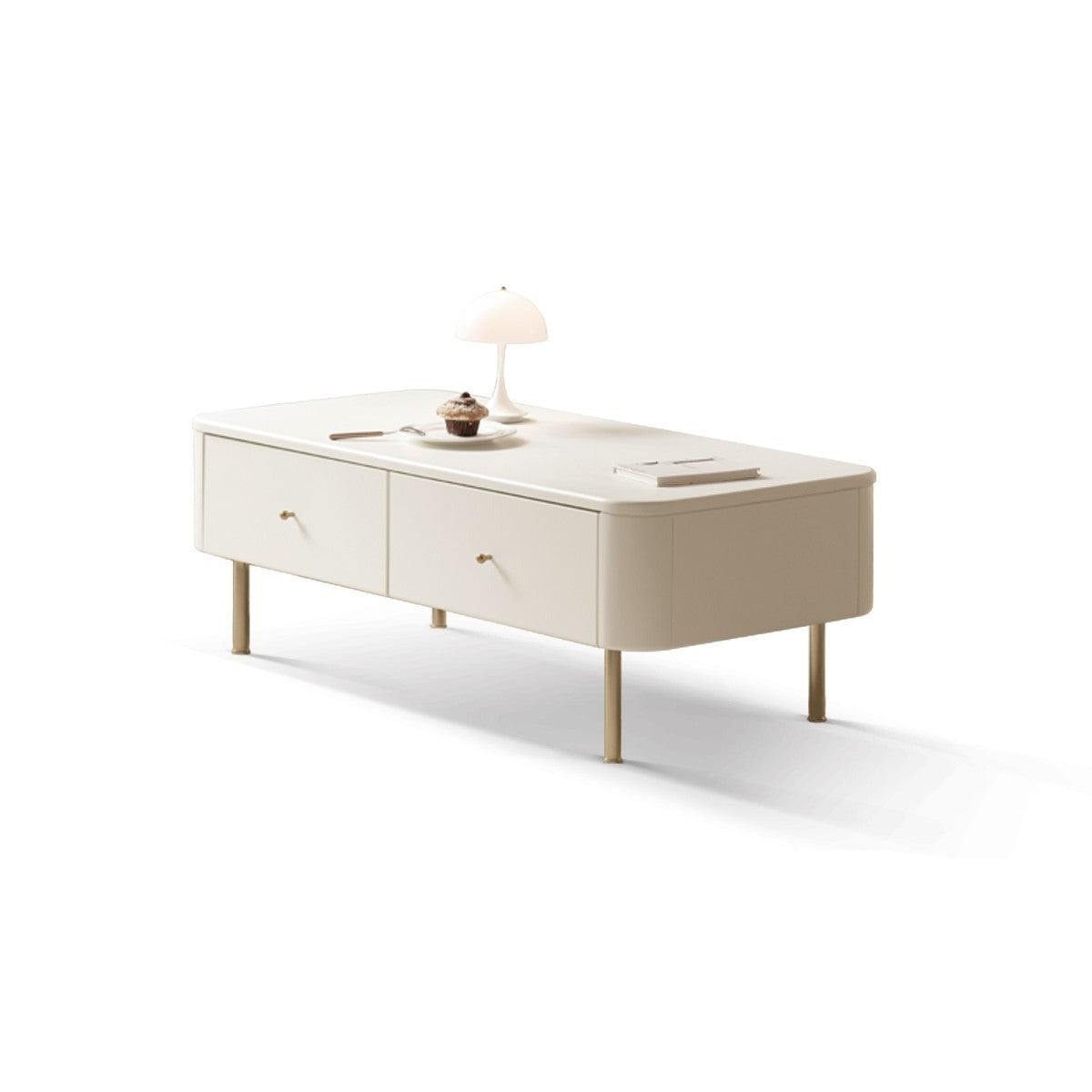 Poplar Solid Wood Modern White Storage coffee table"