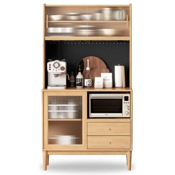 Ash Solid Wood Sideboard Multi-Functional Buffet Cabinet