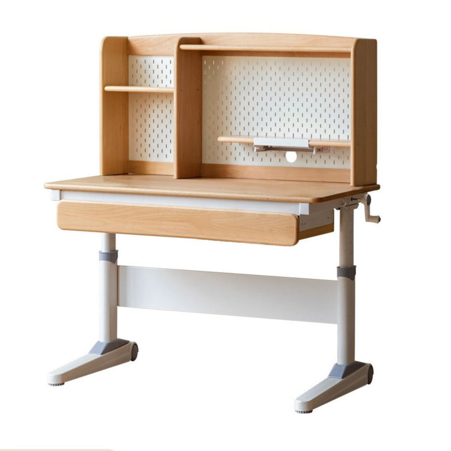 Beech Solid Wood Kids Raised and Lowered Study Table