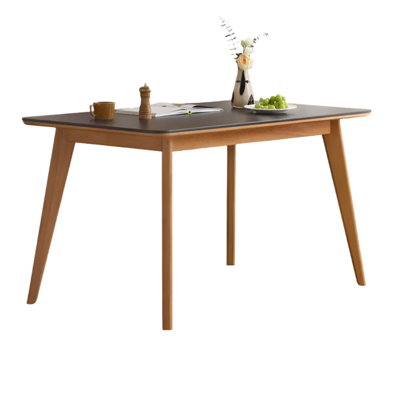 Cherry Solid Wood Retro Rock Plate Dining Table.
