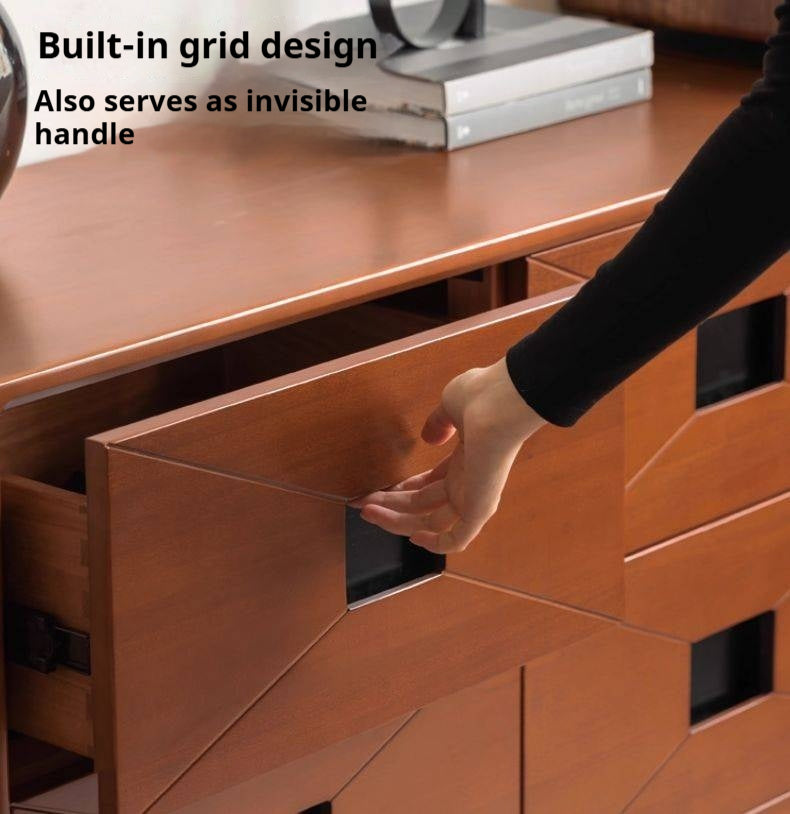 Poplar Solid Wood Medieval Style Drawer Cabinet