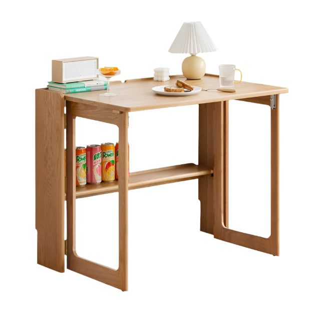 Solid Rubberwood, Oak Solid Wood Nordic Modern Dining Folding Table