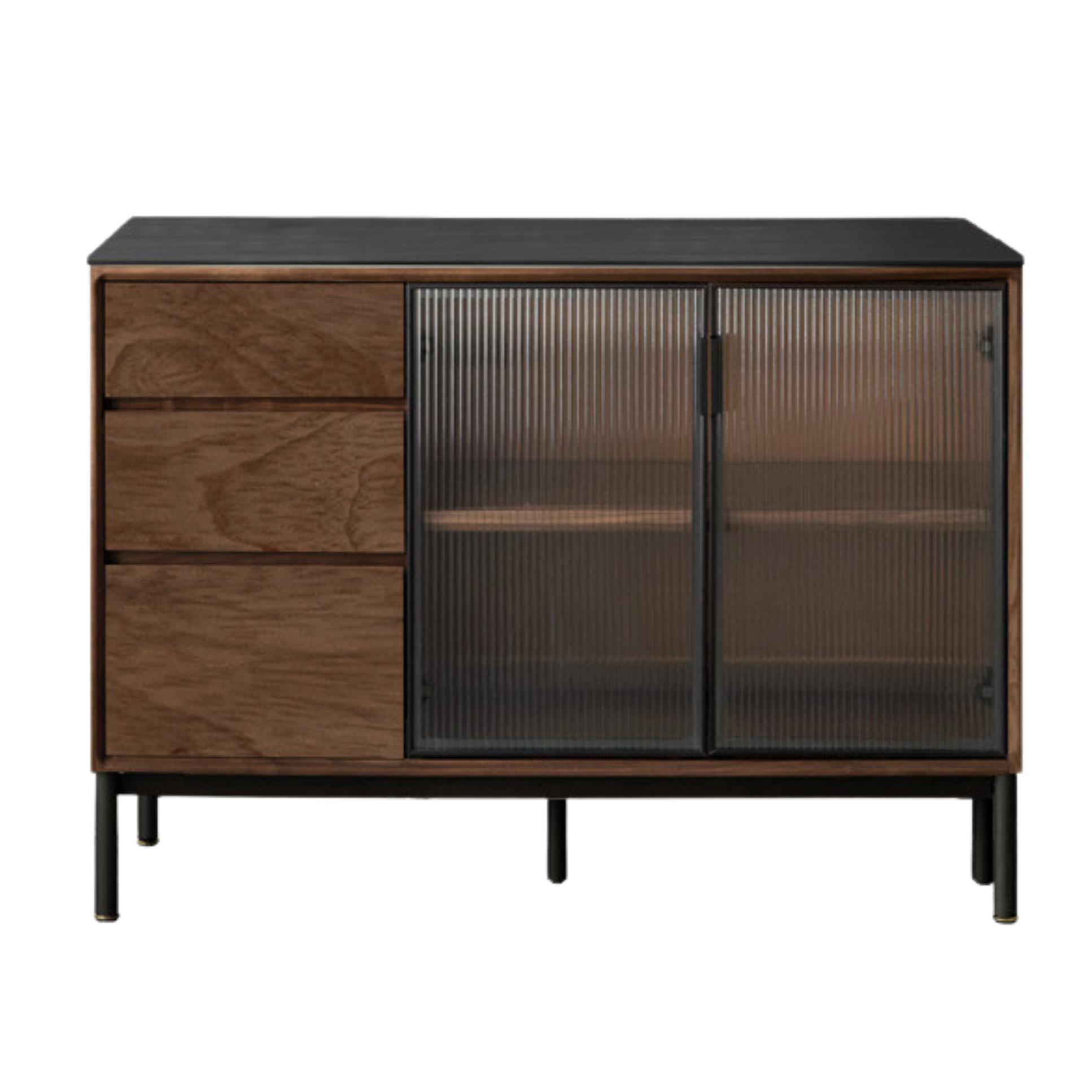 Black Walnut Solid Wood, Sandalwood Rock Sideboard Buffet Cabinet