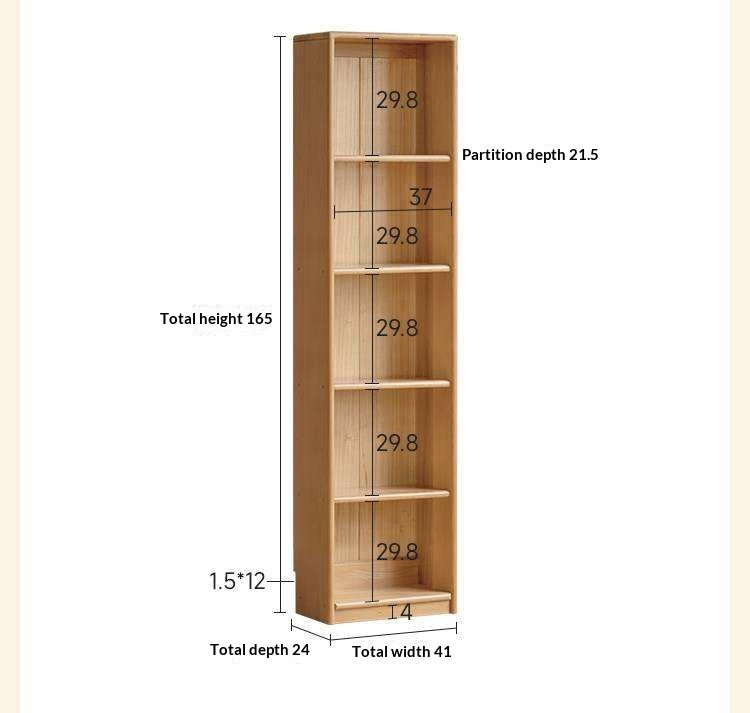 Solid RubberWood, Beech Solid Wood Kids Corner Bookcase, Narrow Floor-to-Wall Storage