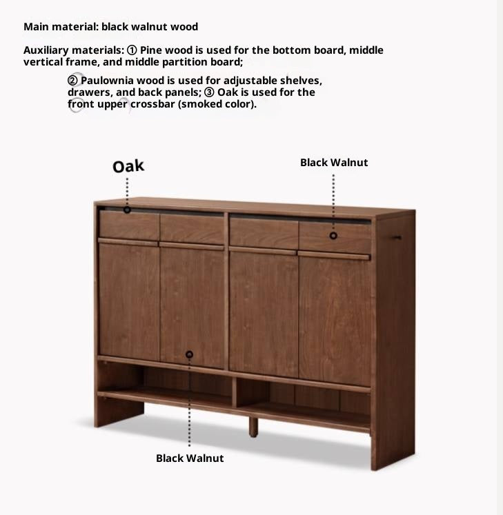 Black Walnut, Oak Solid Wood Italian Light Luxury Shoe Cabinet