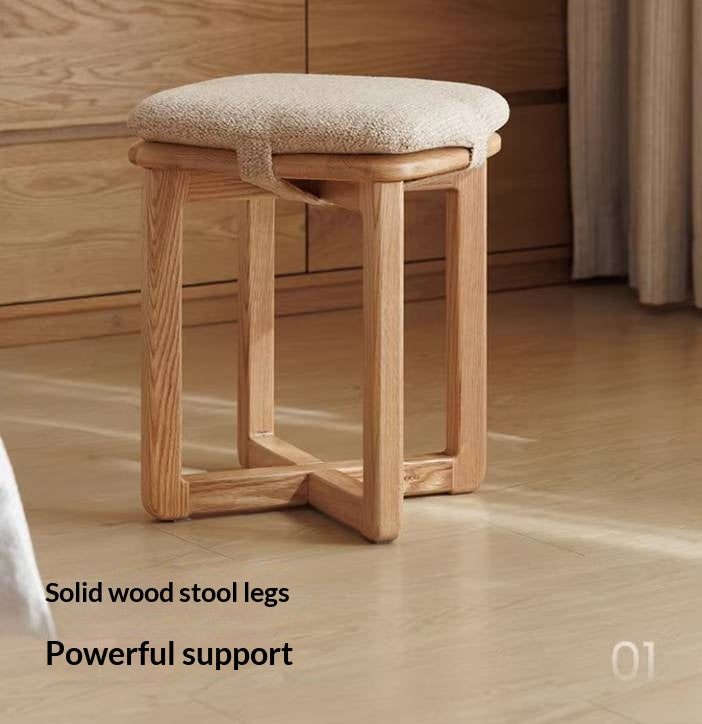 Oak Solid Wood, Rubberwood Solid Modern Simple Makeup Stool