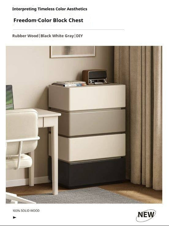 Oak, Ash Solid Wood, Solid RubberWood Light Luxury Side Cabinet