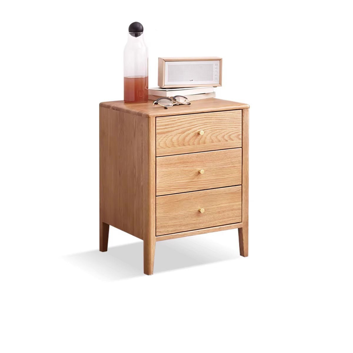 Solid RubberWood, Oak Solid Wood Modern Nightstand)