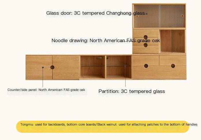 Oak Solid Wood Modern TV Cabinet.