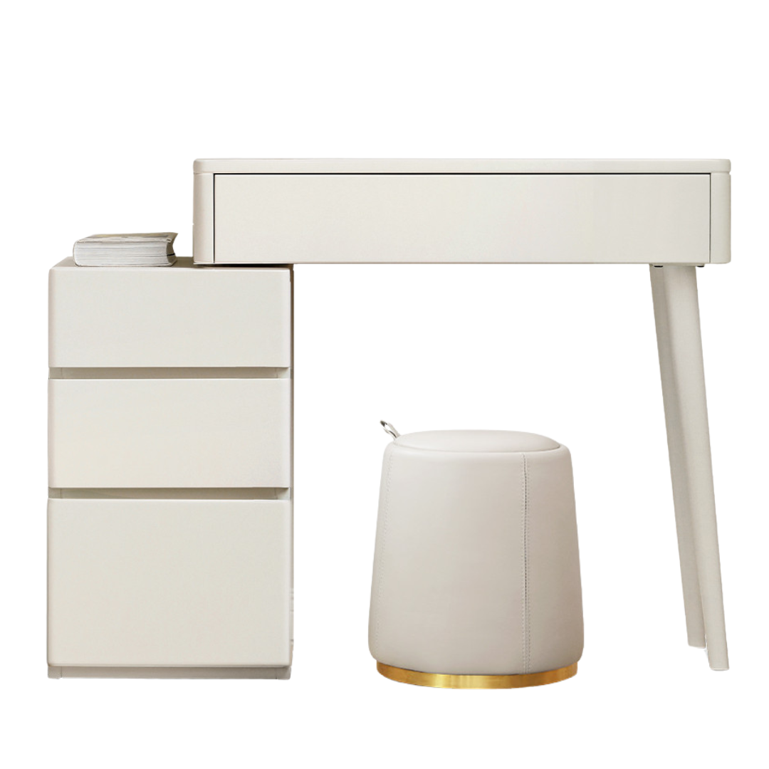 Solid RubberWood Telescopic Vanity Table + LED Makeup Mirror